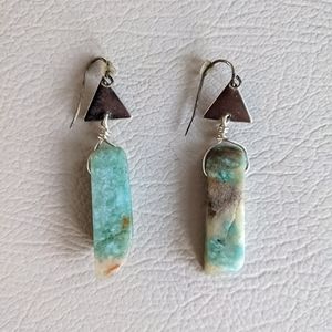 Turquoise and silver dangle earrings